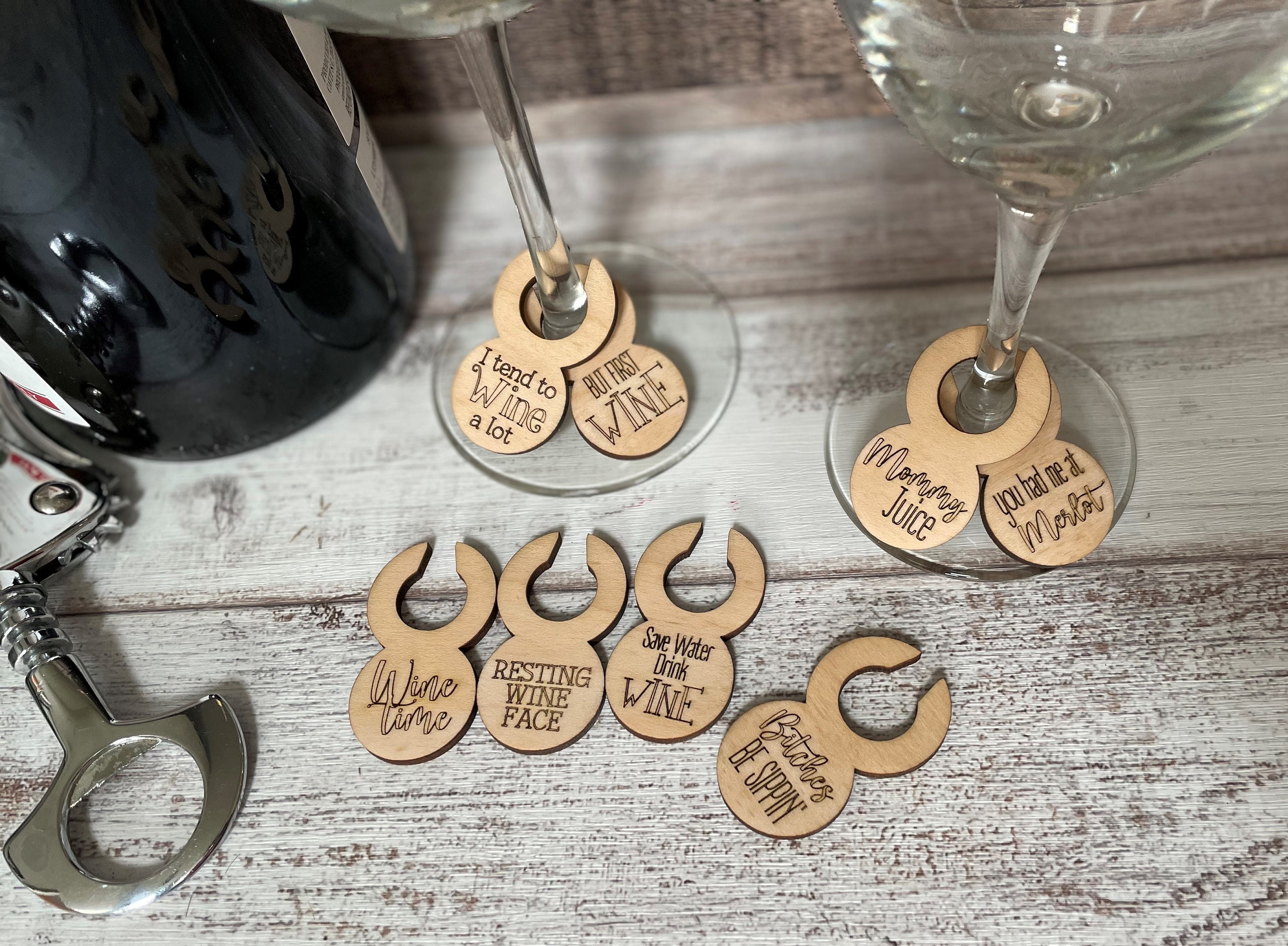 Wine Charm Rings Etsy