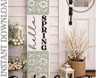 Spring Flowers Welcome Porch Leaner Handpainted Spring Sign