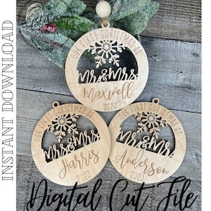 Our First Christmas as Ornament, 3 Options included - Mr./Mrs., Mr./Mr. and Mrs./Mrs., Christmas Ornaments ***Digital File Only