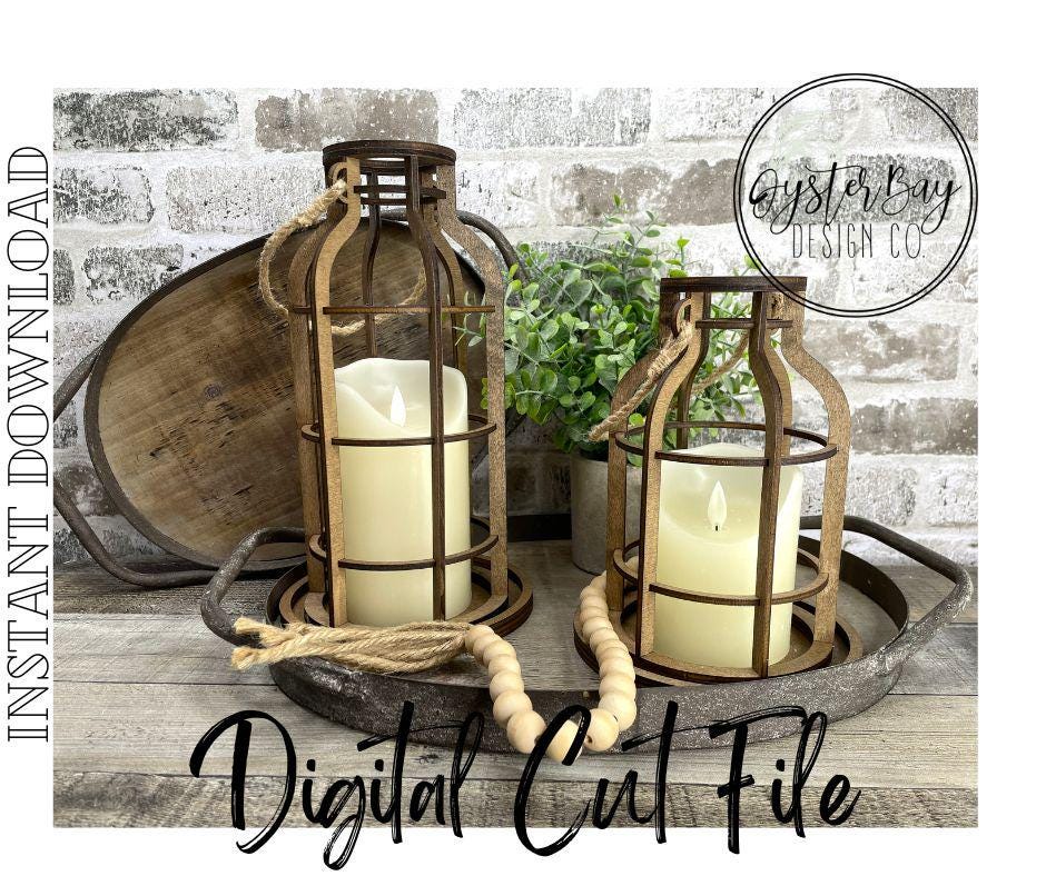 Cage Lantern, Rustic Farmhouse Lantern, Faux Candle holder, Fairy Light Lantern, Farmhouse Centerpiece SVG, Lantern ***Digital File Only