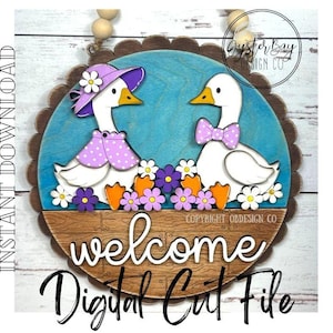 Porch Goose Door Hanger Sign SVG, 10.5&quot; Goose Door Decor, Goose Front Door Sign SVG, Porch Goose SVG ***Digital File only