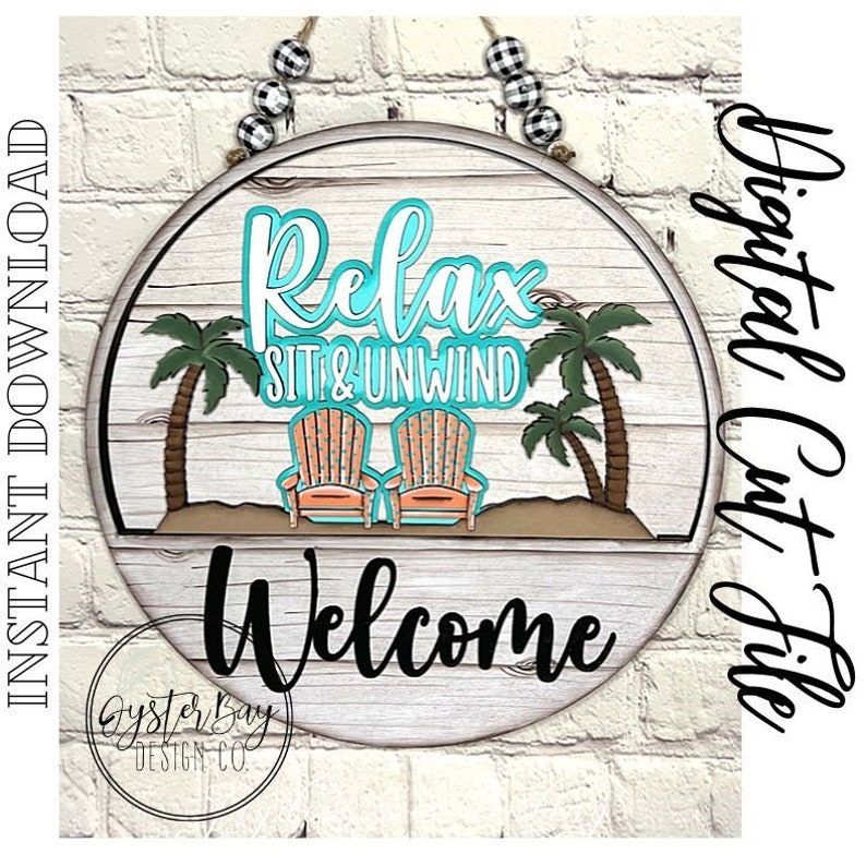 Add-On Insert for 10.50 Interchangeable Door Hanger/Interior Sign, Summer Chairs, Beach Chairs, Relax Beach Sign SVG, Digital File only image 2