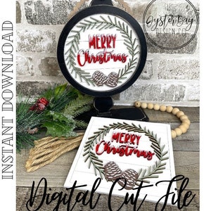 ADD ON Tabletop Farmhouse Drop in Interchangeable Insert, Merry Christmas, Christmas Decor Round/Square Tabletop Sign ***Digital File Only