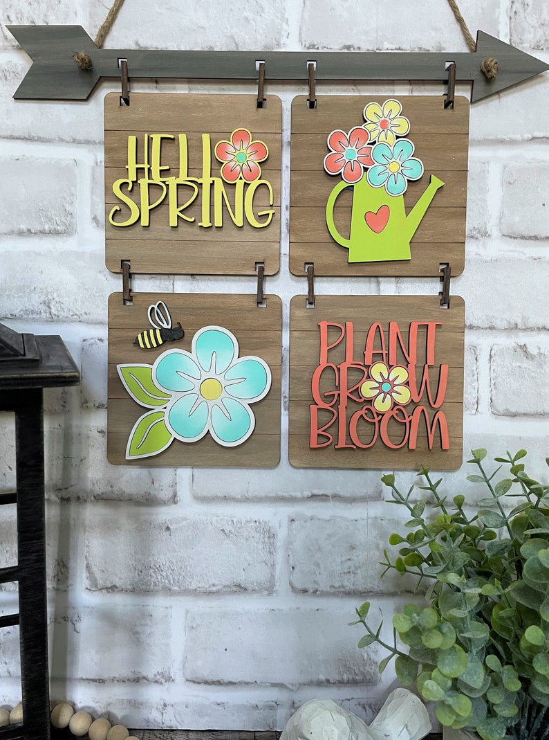 Add-On File for Hanging Farmhouse Interchangeable Sign, Hello Spring, Plant, Grow, Bloom Interchangeable Sign Digital File Only, Glowforge image 3