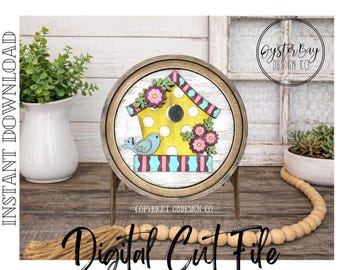 Interchangeable Birdhouse Sign SVG, Round and Square Insert (Digital File Only)