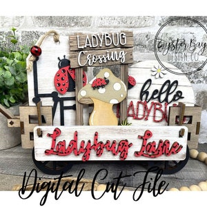 Add on for Interchangeable Wagon/Crate/Raised Shelf Sitter-Ladybug Tiered Tray, Ladybug SVG, Hello Ladybug, Mushroom SVG*Digital File Only