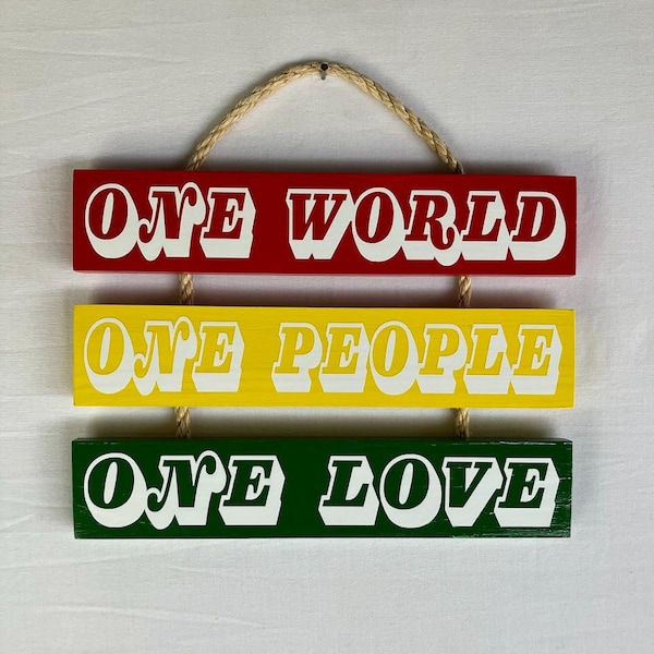 One Love Hanging Wooden Sign
