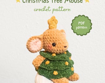 Christmas Tree Mouse Crochet Pattern PDF in English