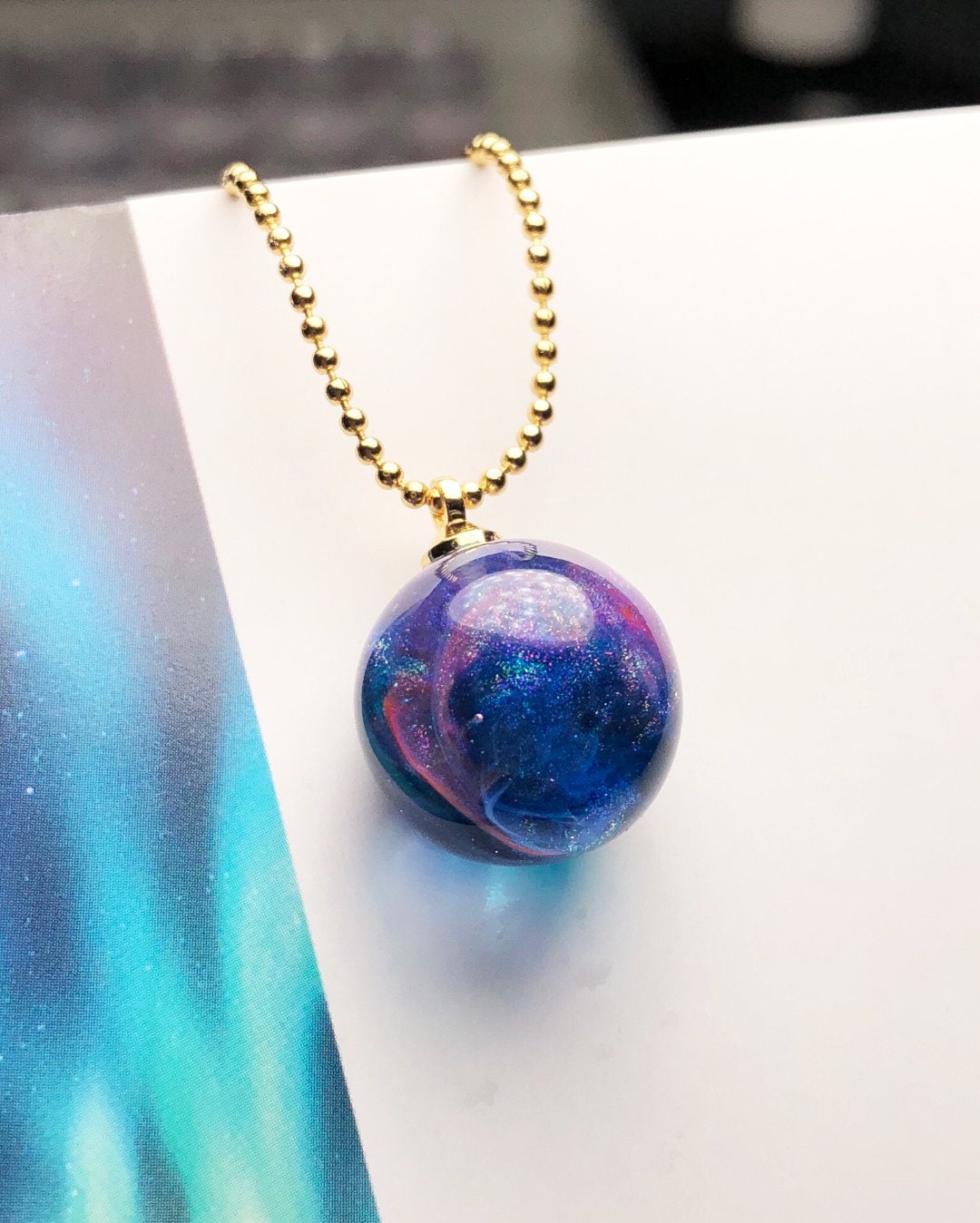 Galaxy resin Pendant Necklace Universe Star Galaxy resin Etsy