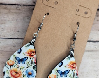Double Sided Sublimation Earrings - Butterflies and Mothers Day