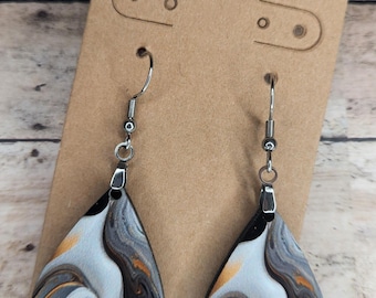 Double Sided Sublimation Earrings - Grey and Gold