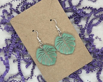Handmade Monstera Leaf Earrings – Island Vibes Jewelry