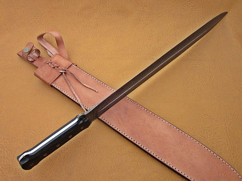 Custom Damascus steel hunting Sword with dollar sheet handle