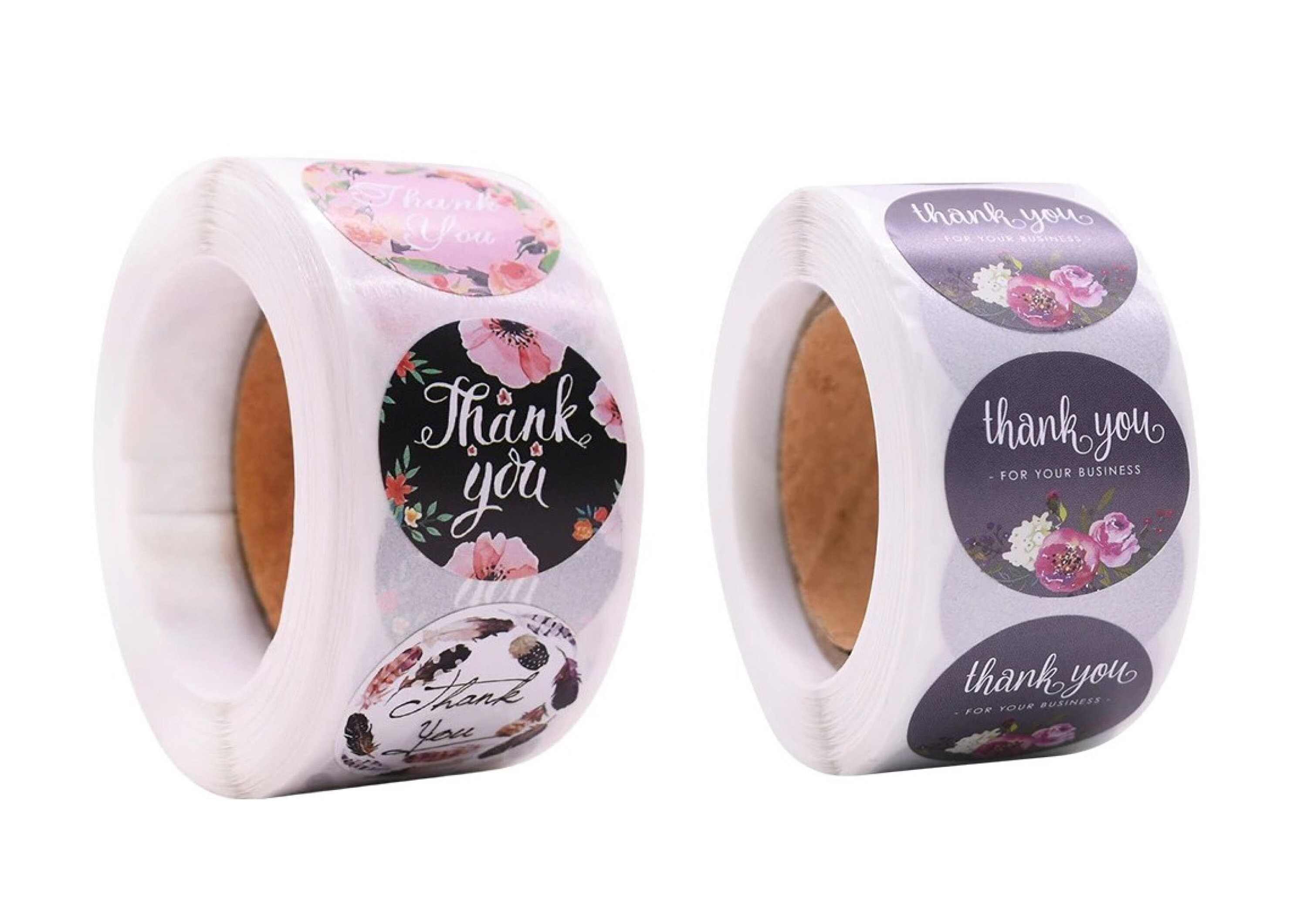Unihom Flower Black Gift Packaging Set of 2, 1000 pcs Customer Mailer & Retail Bag 2.5 cm / 1 inch Small Self Adhesive Label Roll Boutique Supplies for Business Letter Thank You Stickers Roll 