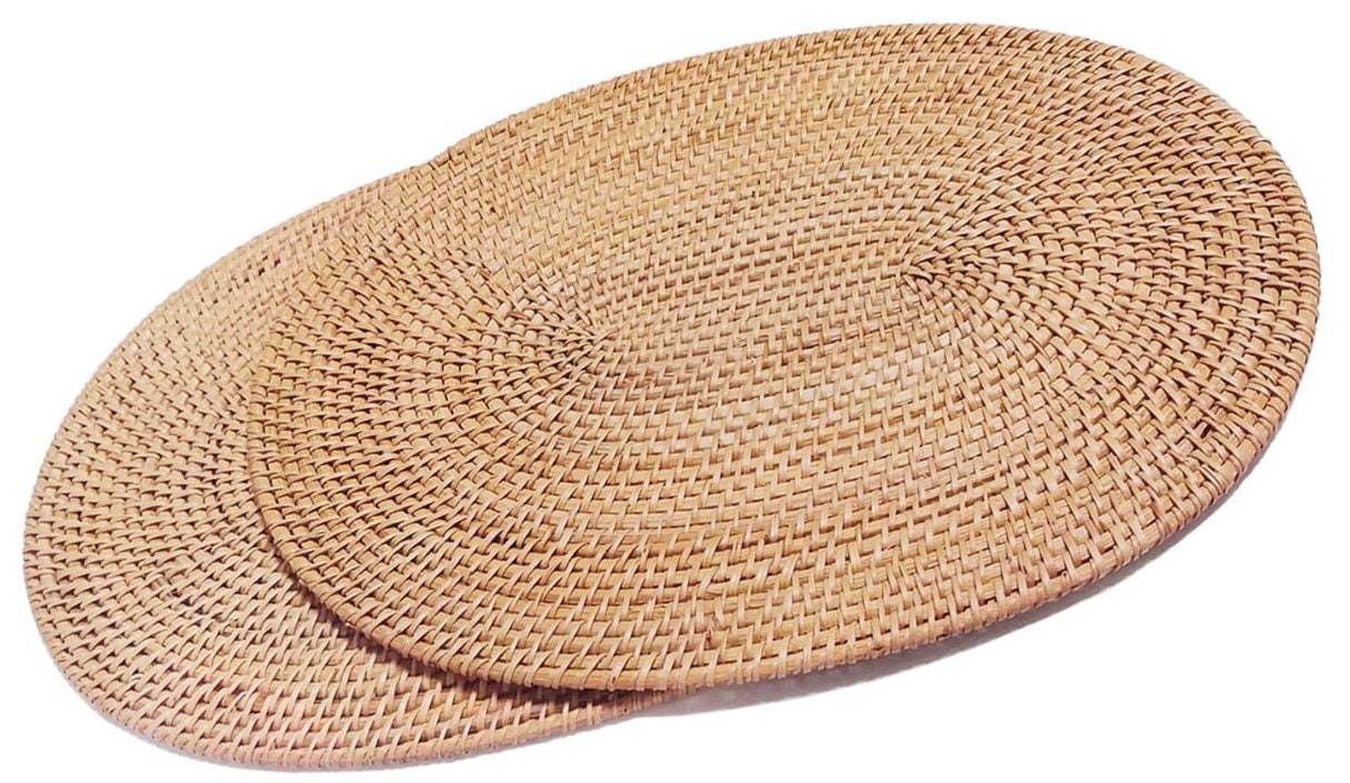 Hand-woven Round Rattan Placemats Set Of 6 With Round Holder – 194