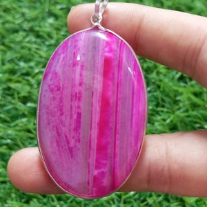 Pink Agate Silver Pendant Anniversary Gift 925 Sterling Silver Pendant Silver Jewelry Pendant Gift For Her.