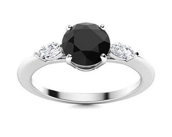 925 sterling silver ring black onyx gemstone round cut shape gemstone ring gift for her.