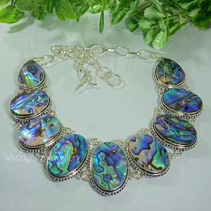 Abalone Shell Silver Necklace 925 Sterling Silver Abalone Shell Necklace Engagement Gift Birthday Gift Anniversary Gift Silver Necklace