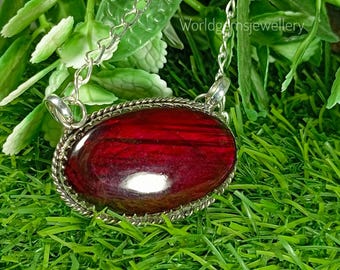 Red Flash Labradorit Silberkette 925 Sterling Silber Halskette Verlobungsgeschenk Jubiläumsgeschenk Geburtstagsgeschenk Silberkette