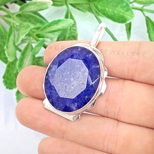 Blue Sapphire Pendant Birthday Gift Anniversary Gift 925 Sterling Silver Pendant Birthstone Jewelry Gift For Her.