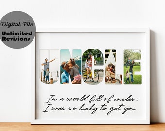 Uncle photo collage, Digital photo collage, Personalized uncle gift, Uncle birthday gift, Custom photo collage, Personalised collage print,