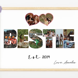 Bestie collage gift, custom bestie photo, custom photo collage, bestie heart collage, bff collage, custom bestie frame, bff birthday gift