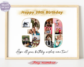 30th Birthday Collage Gift, 30 years, Cheers to 30 years, 30 years anniversary, 30th birthday photo, 30 YEARS collage, 30th anniversary gift