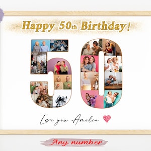happy 50th birthday gift, custom birthday gift, 50th birthday gift, 50th birthday gift, 50th birthday gift, fifty years gift, collage art print, 75th birthday