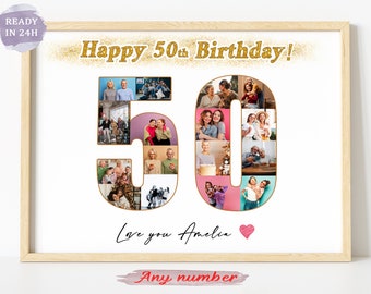 happy 50th birthday gift, custom birthday gift, 50th birthday gift, 50th anniversary, fifty years gift, collage art print, 75th birthday