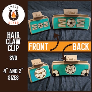 Personalized Soccer Mom Hair Clip - Custom Team Colors & Jersey Number - Sports Hair Clip Laser File - Glowforge Hair Clip SVG
