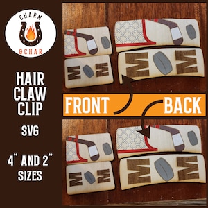 Hockey Mom Hair Claw Clip Laser File - Sports Hair Clip Laser File - Glowforge Hair Clip SVG