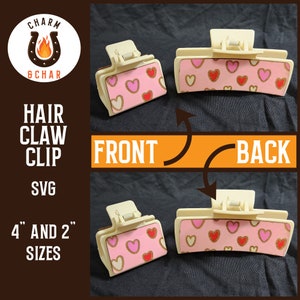 Valentine&#39;s Day Hearts Hair Claw Clip Laser File - Love Hair Clip Laser File - Glowforge Hair Clip SVG
