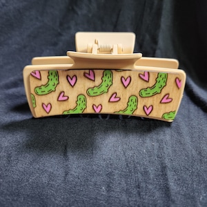 Pickle Lover Hair Claw Clip Laser File - Lifestyle Hair Clip Laser File - Glowforge Hair Clip SVG