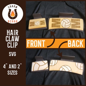 Volleyball Mom Hair Claw Clip Laser File - Sports Hair Clip Laser File - Glowforge Hair Clip SVG