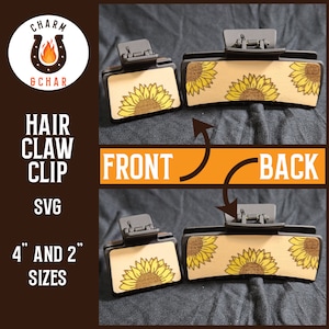 Sunflower Hair Claw Clip Laser File - Spring Hair Clip Laser File - Glowforge Hair Clip SVG