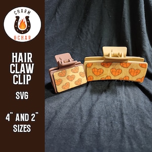 Basketball Hearts Hair Claw Clip Laser File - Sports Hair Clip Laser File - Glowforge Hair Clip SVG