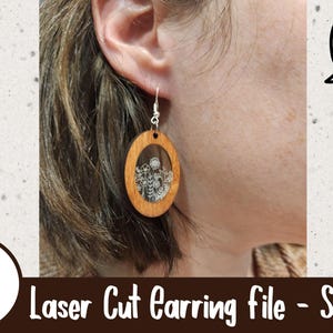 Wildflower Inlay Earrings SVG | Floral Engraved Earring Cut File | Laser Ready Digital Download