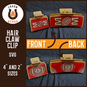 Personalized Football Mom Hair Clip - Custom Team Colors & Jersey Number - Sports Hair Clip Laser File - Glowforge Hair Clip SVG