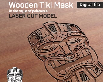 Wooden Tiki mask Polanesia style. Laser and cnc cut files, laser vector designs. Wood, woodworking plans. Digital File. Instant download.