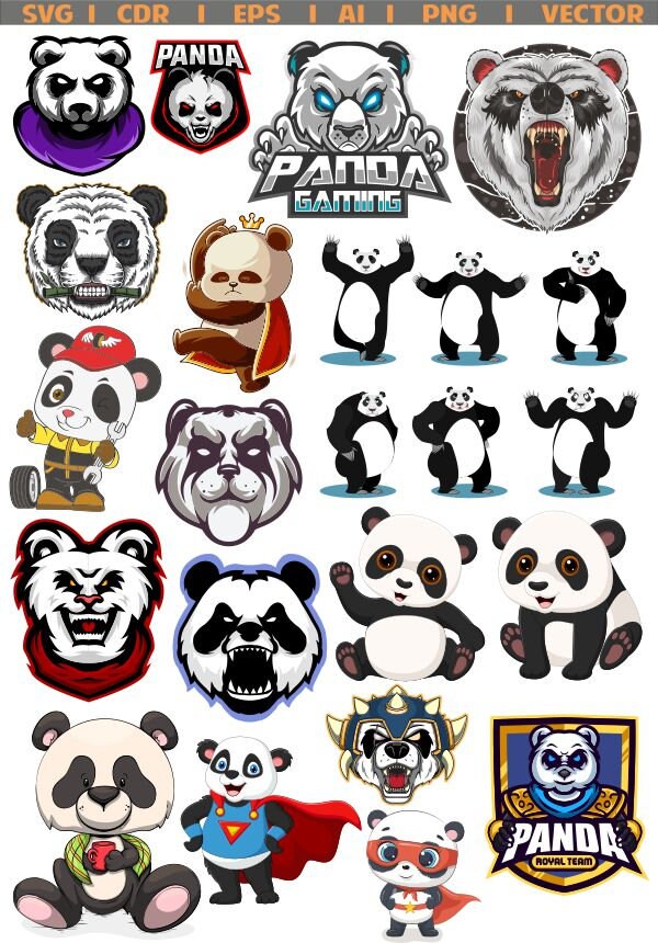 Download Panda Svg Bundle Set Svg Design Bundle Cdr Dxf Eps AI | Etsy
