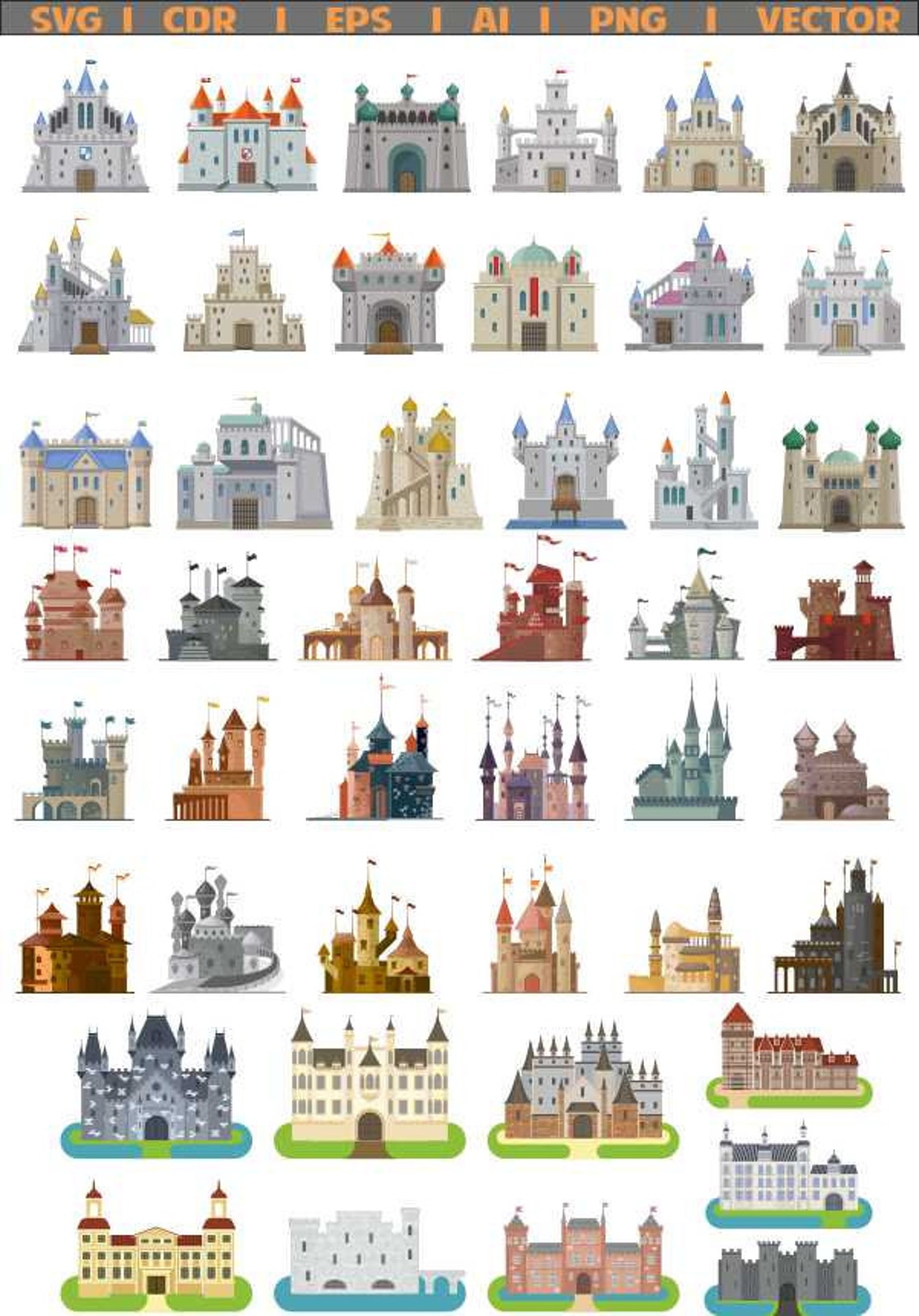 Download Castle Set Svg Bundle Set Svg Design Bundle Cdr Dxf Eps AI ...