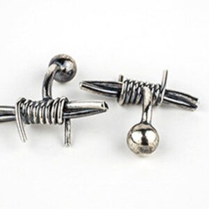 Silver Barb Wire Cuff Links
