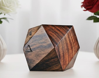 Handmade Wooden Keepsake Urn for Pet or Human Ashes Geometric Personalized Memorial Box