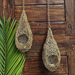 Brass Hanging Tealight Holder | Brass Bird Nest Shaped Tealight Holder with 11 Inch Chain. Decorate Your Home With Beautiful Tealight Holder