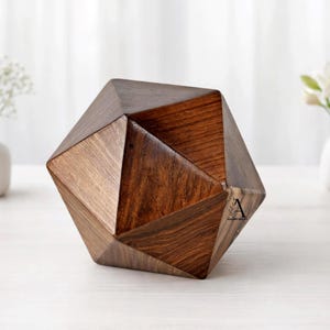Crematie-urn van geometrisch palissander, moderne houten ascontainer voor aandenken