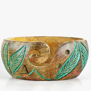Bol artisanal en bois de manguier : rangement pour crochet