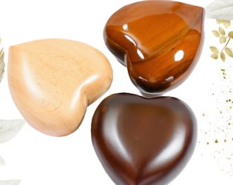 Handmade Heart-Shaped Wooden Keepsake Urn: Pet/Human Ashes, 3 Colors