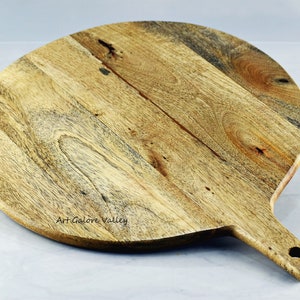 Mango Wood Chopping Board, Cheese Board, Cutting Board, Serving Platter, Wooden Serving Tray, Round Block. Solid Wood Cutting Board image 8