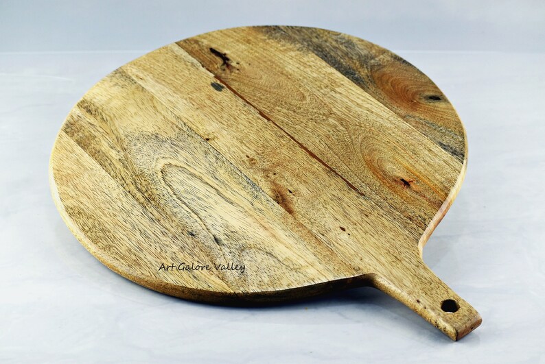 Mango Wood Chopping Board, Cheese Board, Cutting Board, Serving Platter, Wooden Serving Tray, Round Block. Solid Wood Cutting Board image 8