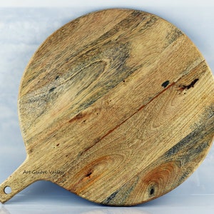 Mango Wood Chopping Board, Cheese Board, Cutting Board, Serving Platter, Wooden Serving Tray, Round Block. Solid Wood Cutting Board image 1